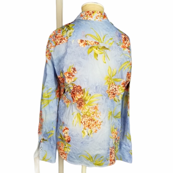 Max Volmary | Diamonds and Pearls Blue Floral Silk - Picture 4 of 5